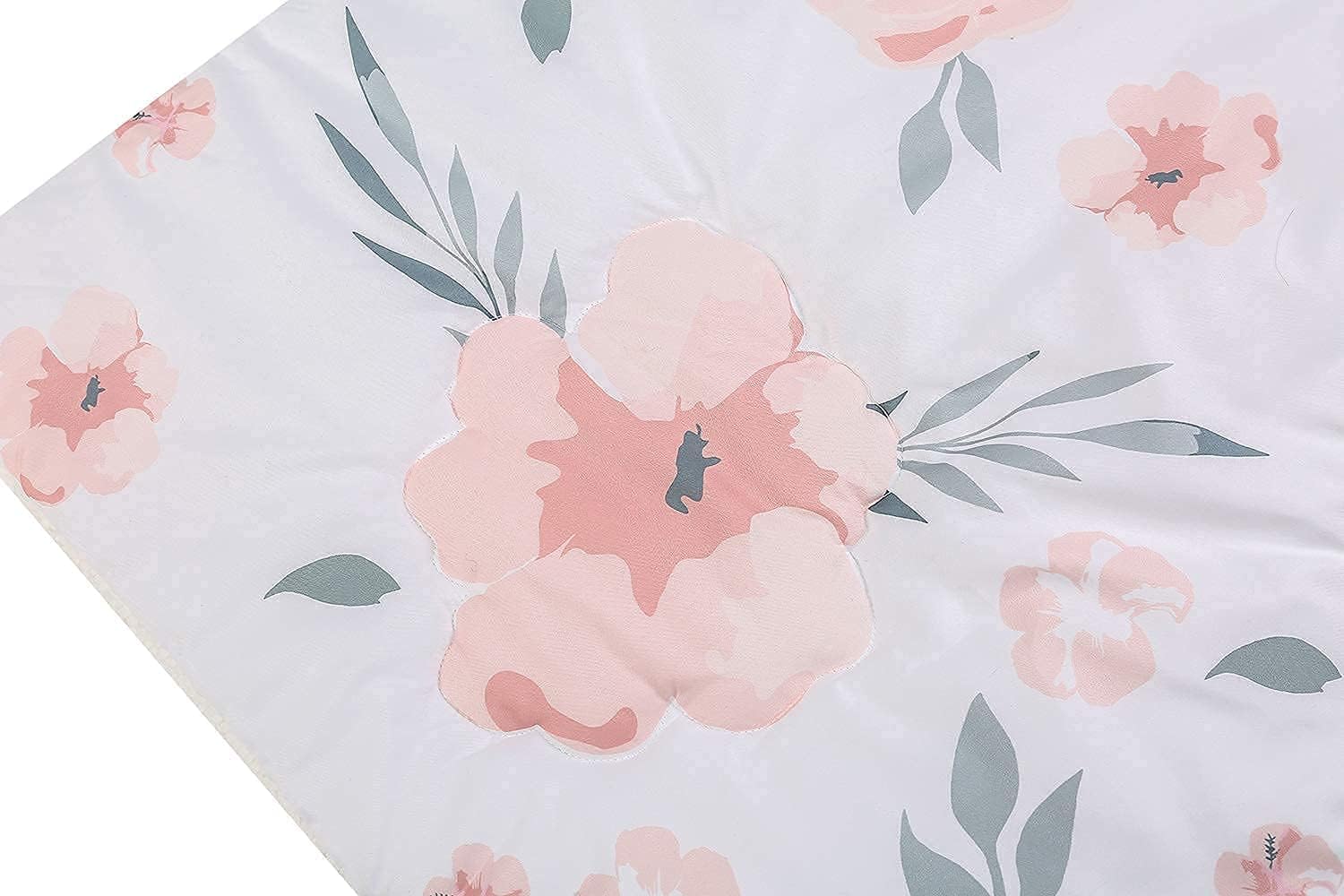 PINNKKU 4-Piece Crib Bedding Set for Girls, Baby Girl Bedding Crib Set, Cunas para Bebes, White, Blush Pink Flower Crib Skirt, Blanket, Crib Sheet and Diaper Stacker, Crib Bedding Sets for Girls - Image 3